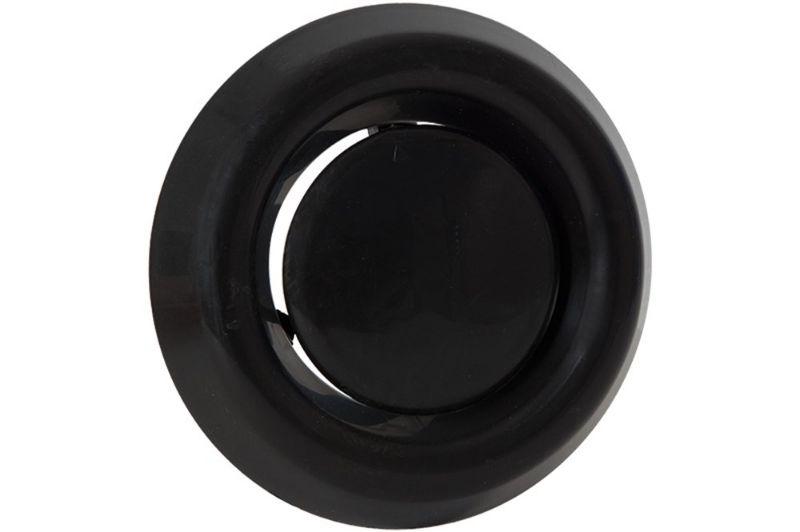 Afbeeldingen van Afzuigventiel met klemmen ø 125mm PP, kunststof zwart