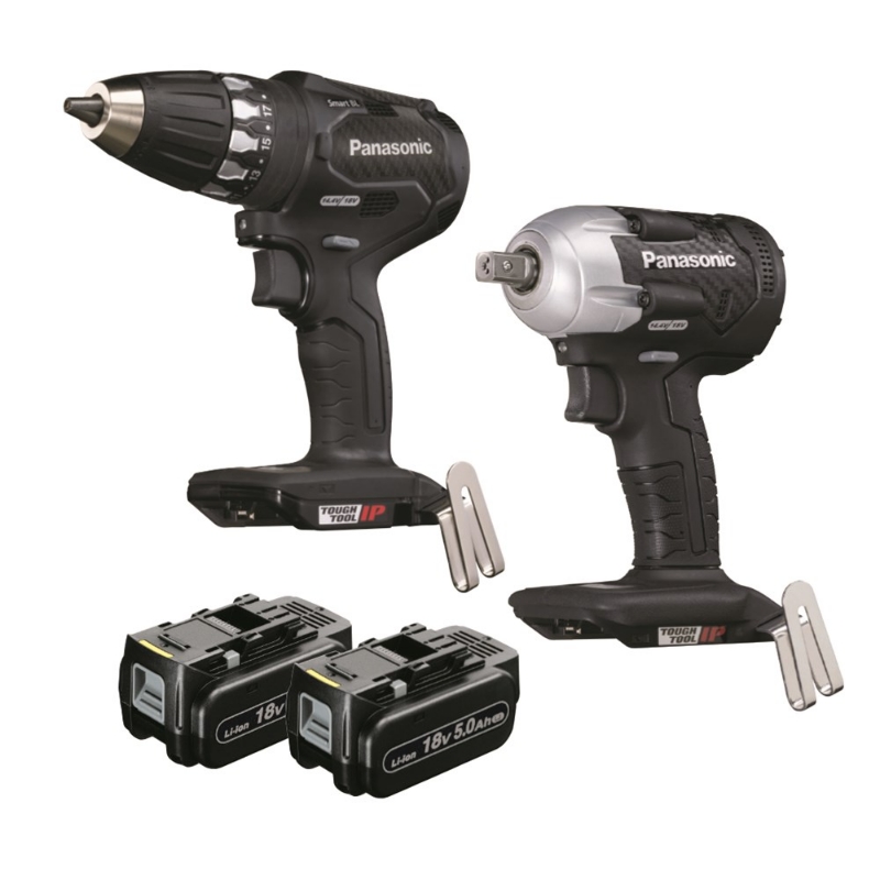 Afbeeldingen van Combi-set 18V/5.0Ah met EY74A3 + EY75A8 + 2 accu's + 1 lader in systainer