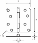 Afbeeldingen van Scharnier / ronde hoeken / 76x76 mm / losse v