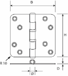 Afbeeldingen van Kogellagerscharnier / ronde hoeken / 89x89 mm