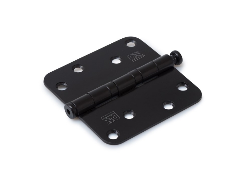 Afbeeldingen van Kogellagerscharnier / ronde hoeken / 89x89 mm / RVS pen / RVS geborsteld zwart