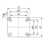 Afbeeldingen van Bokwiel flensplaat 100x32mm Max. 100kg