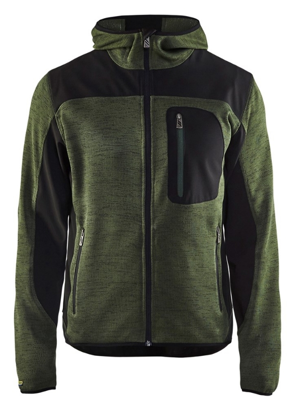 Afbeeldingen van Blåkläder/Gebreid vest met softshell/4930/Army Groen/Zwart/M