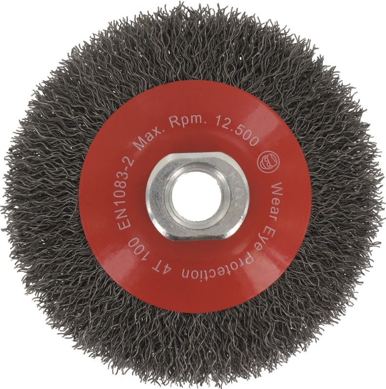 Afbeeldingen van Kegelborstel M14 Ø100x0,30 mm gegolfd staaldraad