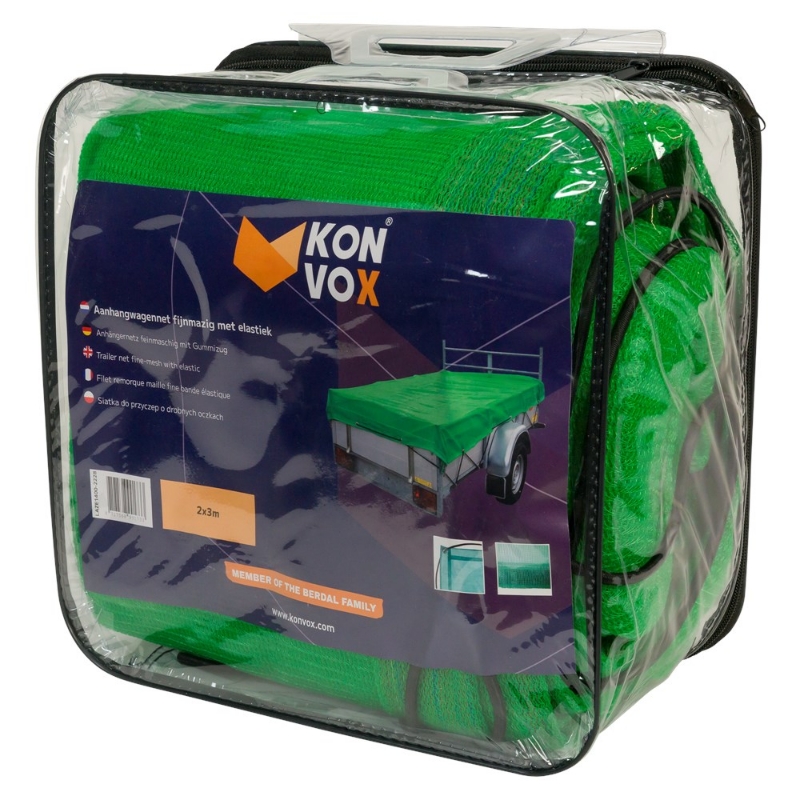 Afbeeldingen van Konvox Aanhangwnet fijnmazig met elastiek 2x3m Groen