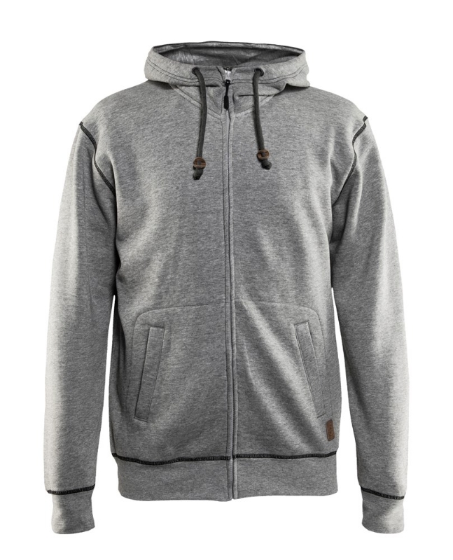 Afbeeldingen van Blåkläder/Hooded sweatshirt met rits/3398/Zwart Mêlee/XXXL
