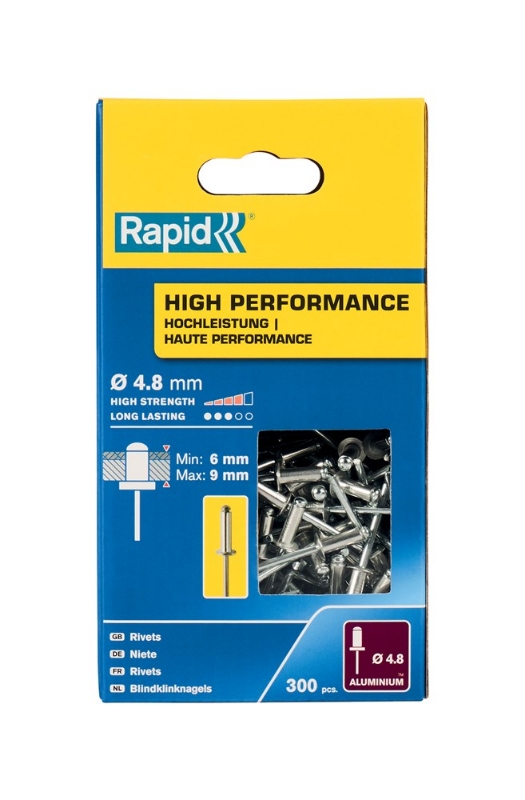 Afbeeldingen van Rapid 4,8x12mm High Performance blindklinknagels 300 st., Box