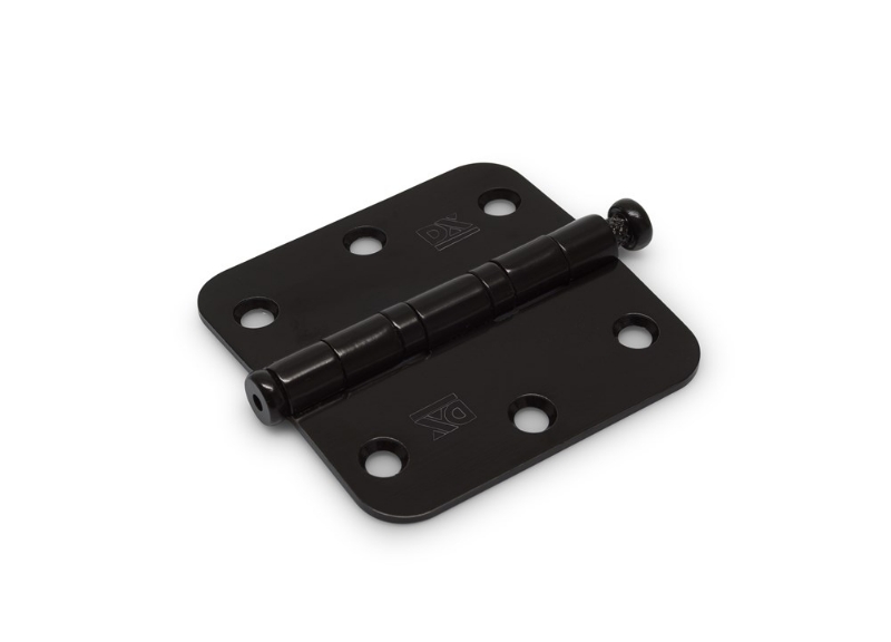 Afbeeldingen van Kogellagerscharnier / ronde hoeken / 76x76 mm / RVS pen / RVS geborsteld zwart