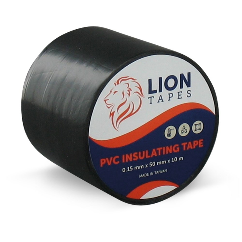 Afbeeldingen van Isolatietape Lionbrand Zwart 50 mm x 10 m x 150µ