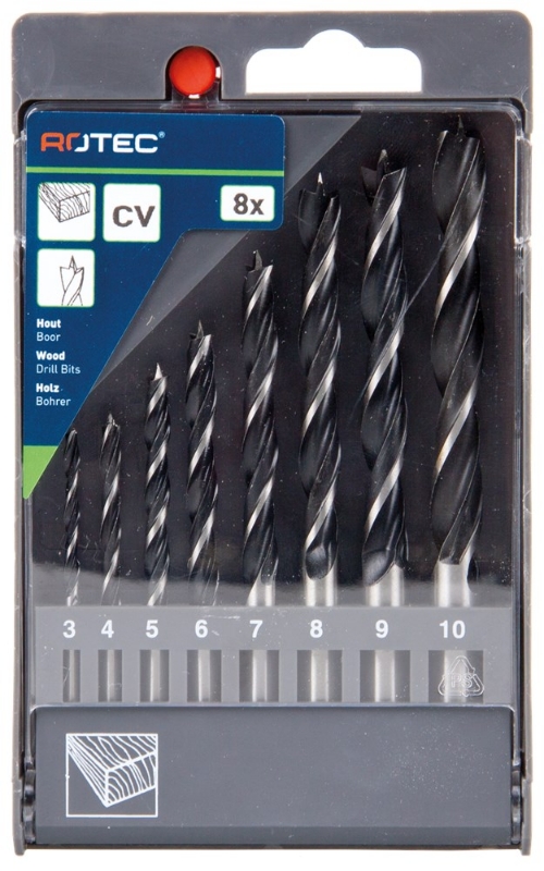 Afbeeldingen van Houtspiraalborenset '235', 8-dlg, ø3-10