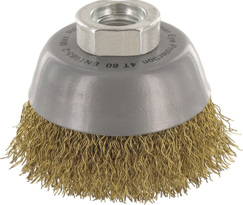 Afbeeldingen van Komborstel M14 Ø60x0,3 mm gegolfd messingdraad