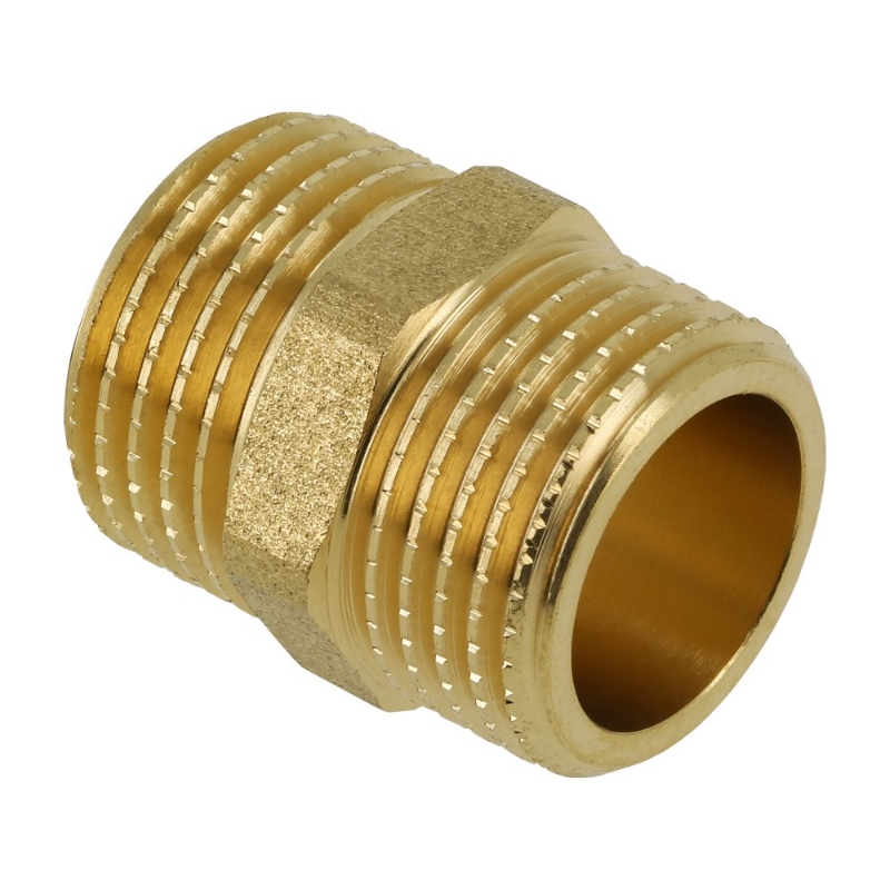 Afbeeldingen van BONFIX draad messing dubbele nippel 1/4" buit