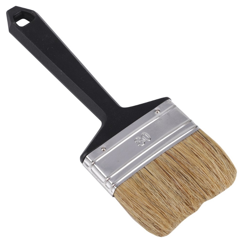 Afbeeldingen van Copenhagen Pro wegwerp platte kwast, maat 80, wit Chinees varkenshaar, kunststof steel.